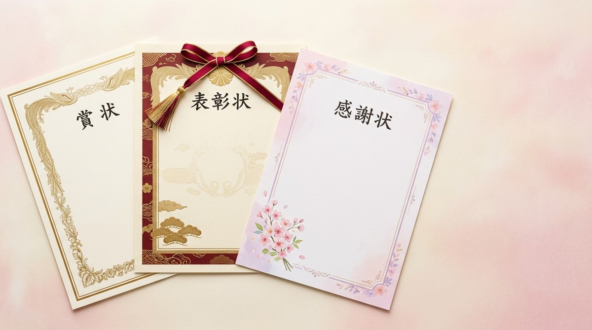 Award/Commendation/Thanks certificate types - three-template fan layout