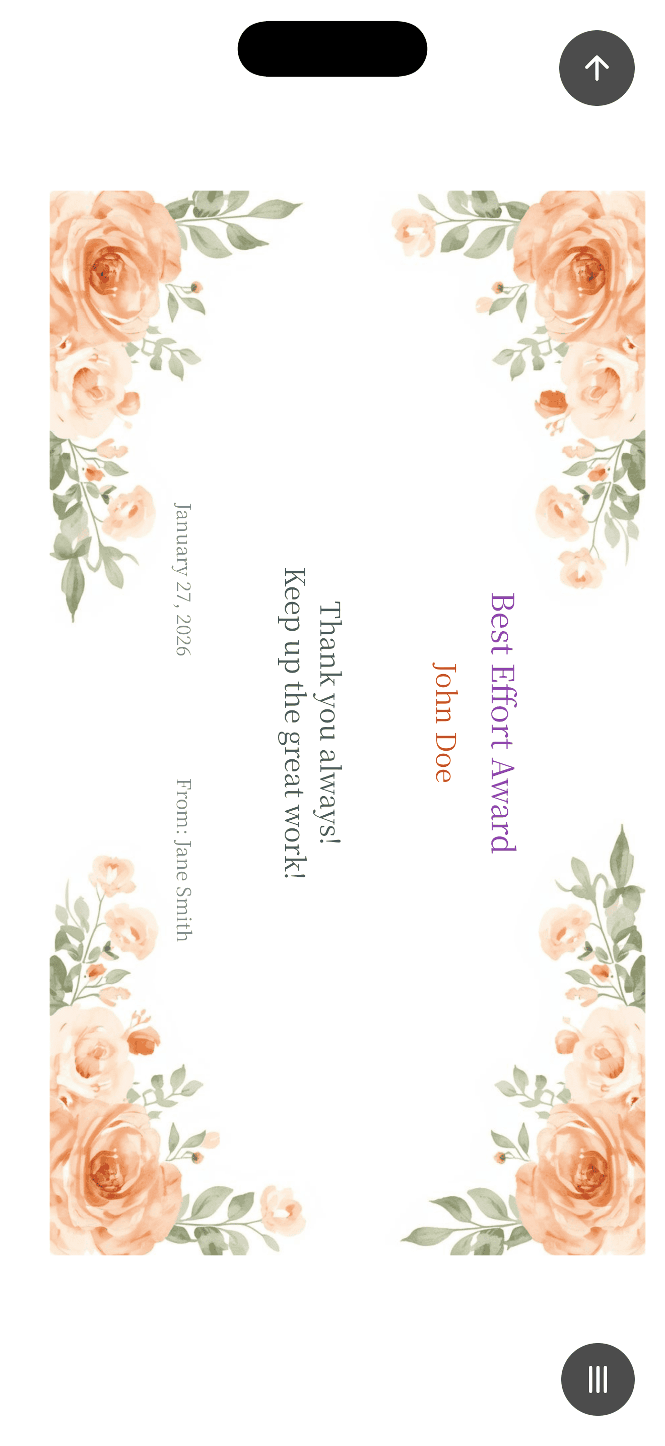 Floral template certificate for kids - colorful and fun design