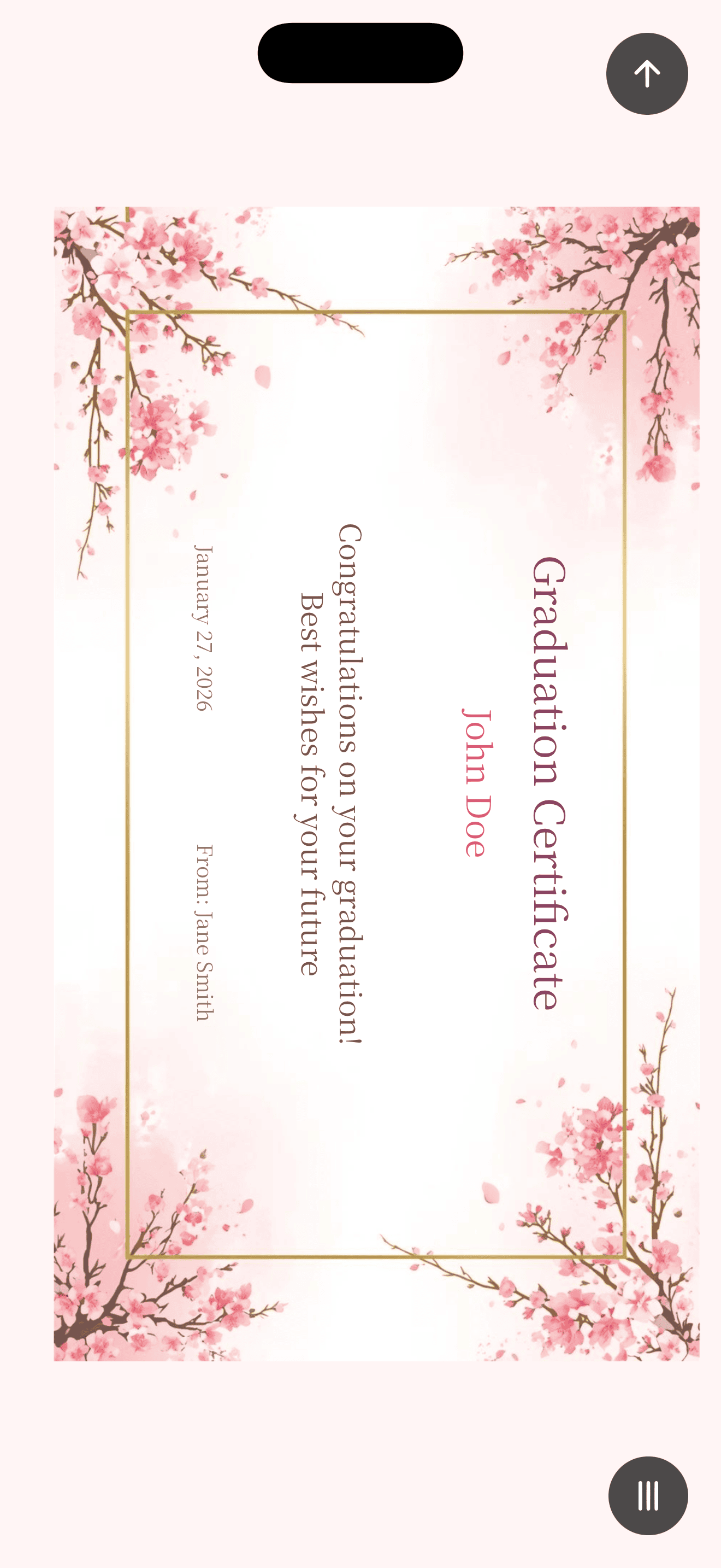 Sakura (cherry blossom) template graduation certificate