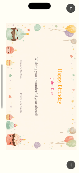 Preview screen (Birthday)