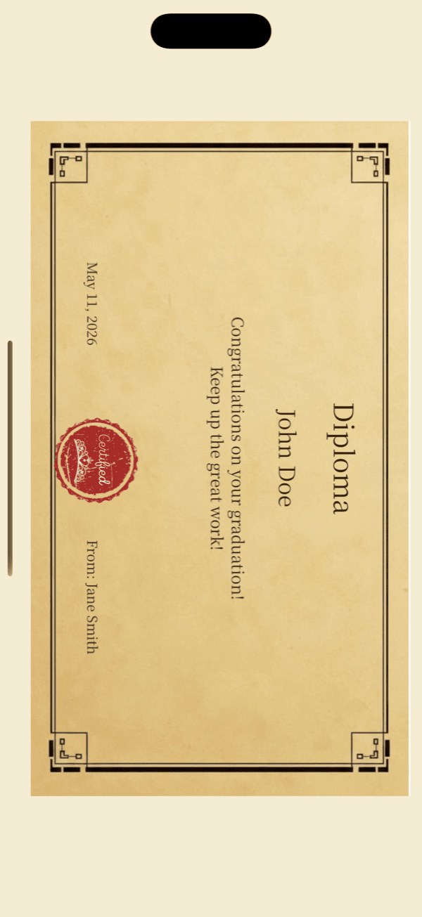 Classic Diploma template - traditional horizontal layout for 50th, 60th, 70th birthdays