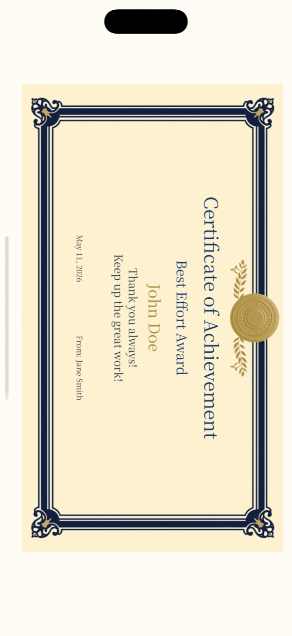 Certificate of Achievement template - formal design for milestone adult birthdays