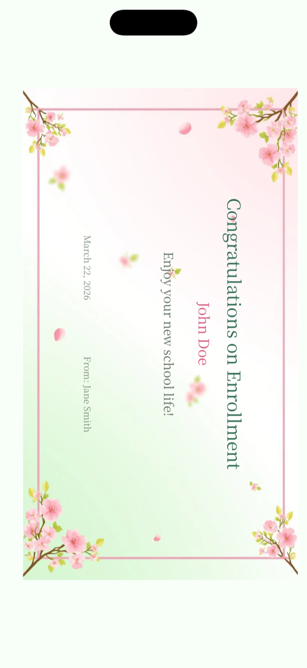 Preview screen (Enrollment Congratulations)