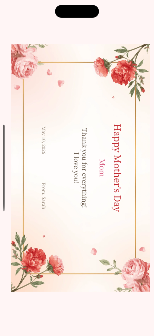 Preview screen (Mother's Day)
