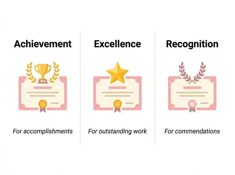 English award wording patterns - Achievement / Excellence / Recognition