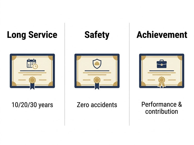 Corporate award types - Long service / Safety / Achievement