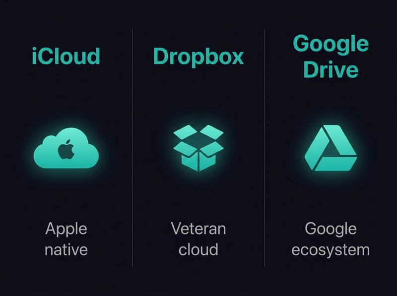 Three cloud music services - iCloud / Dropbox / Google Drive