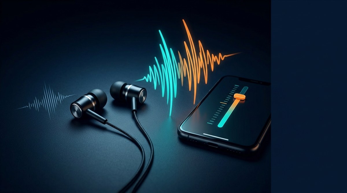 イヤホンの音量が小さい時の対処法 - 音波増幅イメージ
