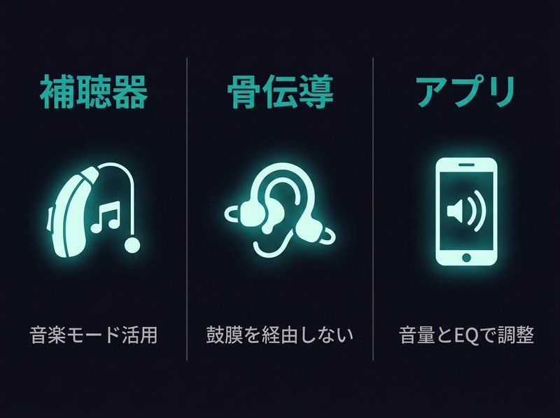 難聴で音楽を楽しむ3つの方法 - 補聴器 / 骨伝導 / アプリ