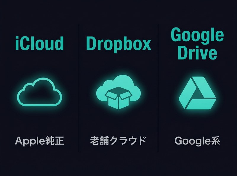 クラウド音楽再生の3サービス - iCloud / Dropbox / Google Drive